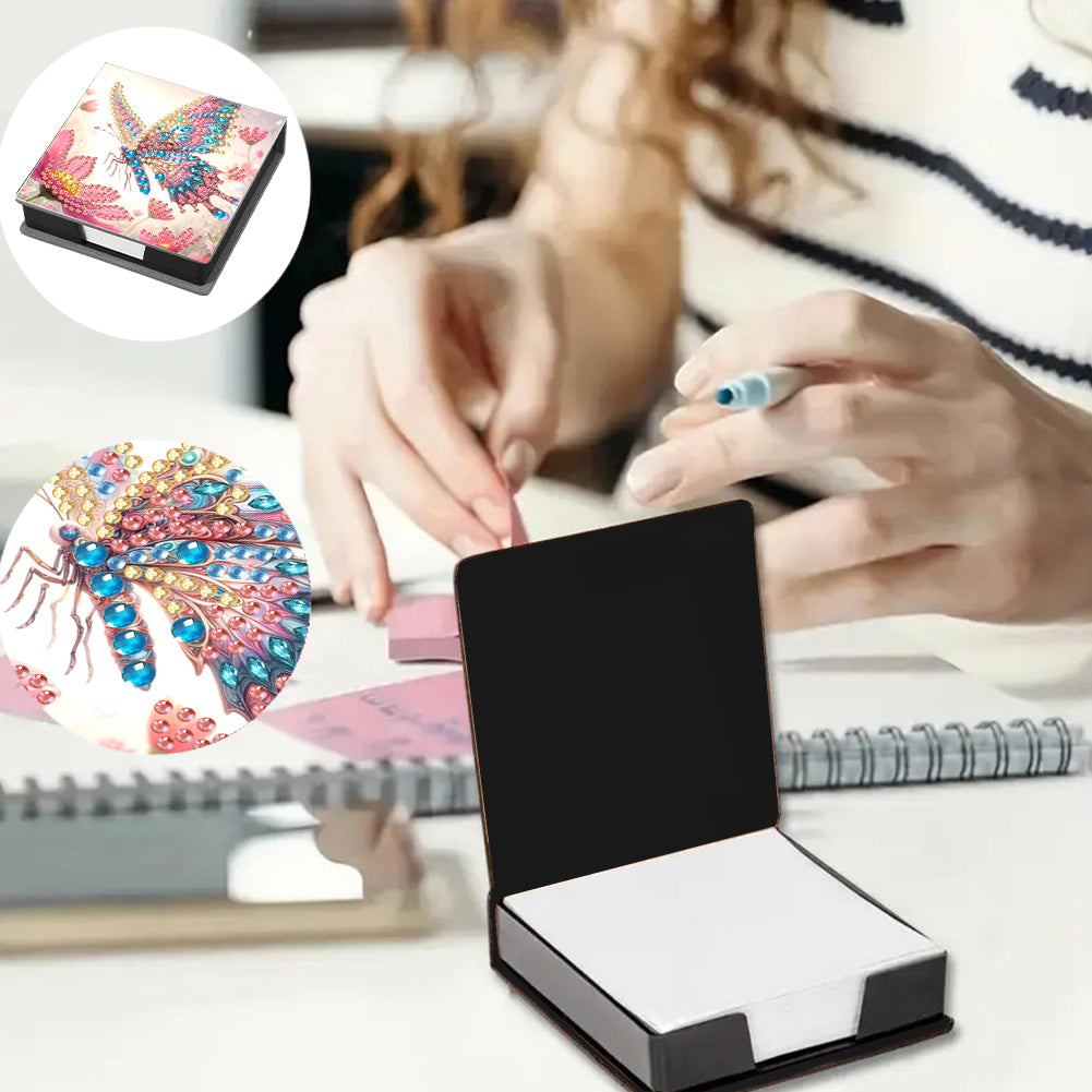 Leather Animals Diamond Painting Notecard Box Flowers Gem Art Sticky Note Holder