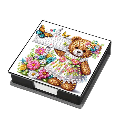 Leather Animals Diamond Painting Notecard Box Flowers Gem Art Sticky Note Holder