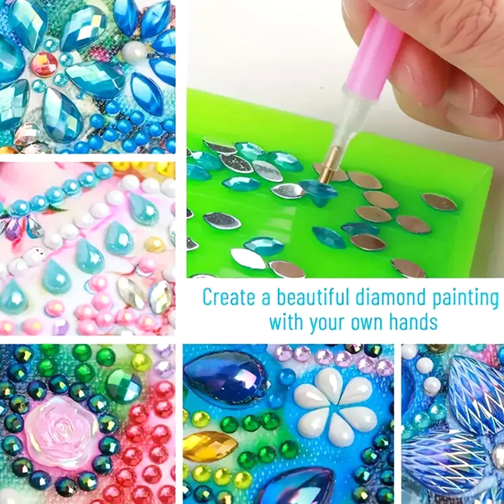 Leather Animals Diamond Painting Notecard Box Flowers Gem Art Sticky Note Holder