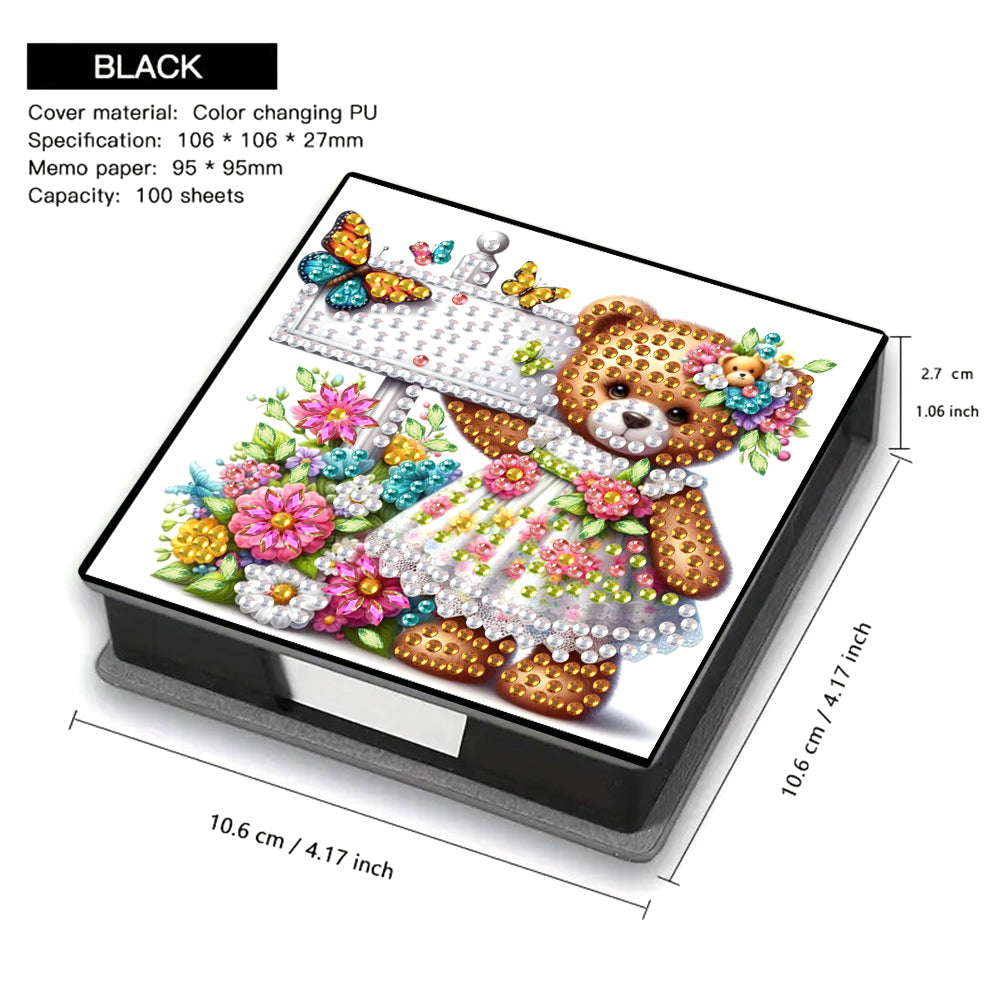 Leather Animals Diamond Painting Notecard Box Flowers Gem Art Sticky Note Holder
