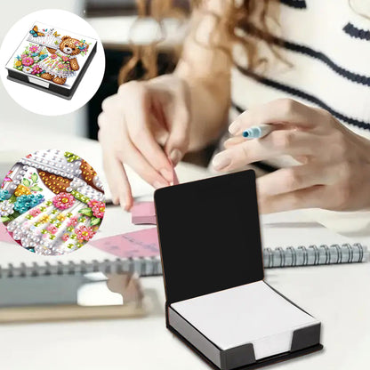 Leather Animals Diamond Painting Notecard Box Flowers Gem Art Sticky Note Holder