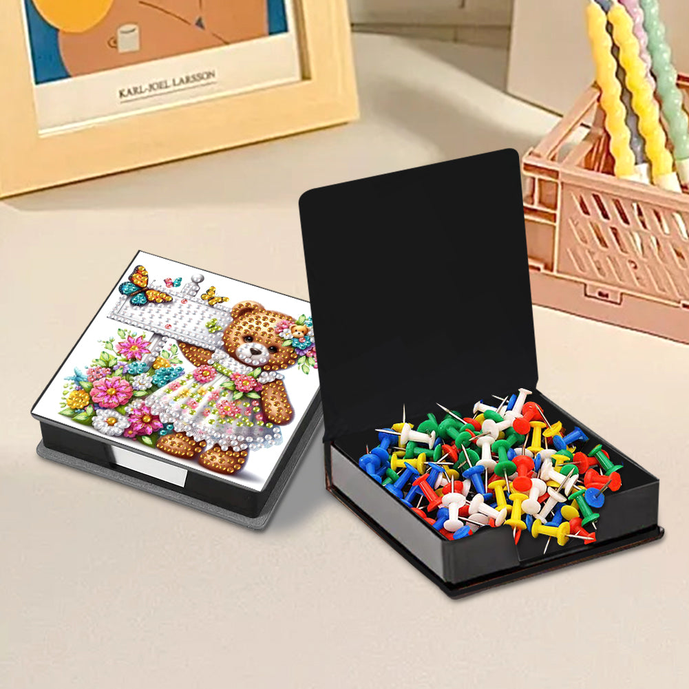 Leather Animals Diamond Painting Notecard Box Flowers Gem Art Sticky Note Holder