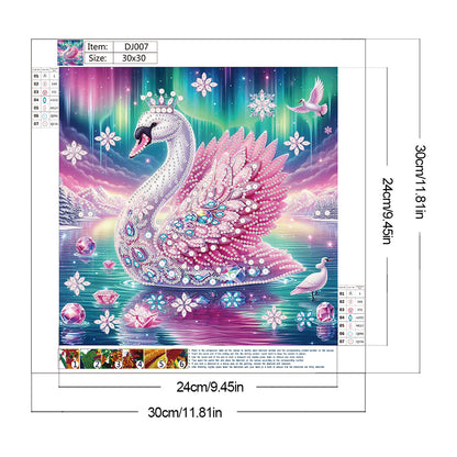 Swan Under The Aurora - Special Shaped Drill Diamond Painting 30*30CM
