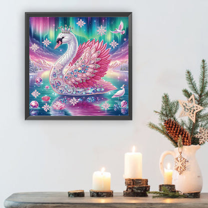 Swan Under The Aurora - Special Shaped Drill Diamond Painting 30*30CM