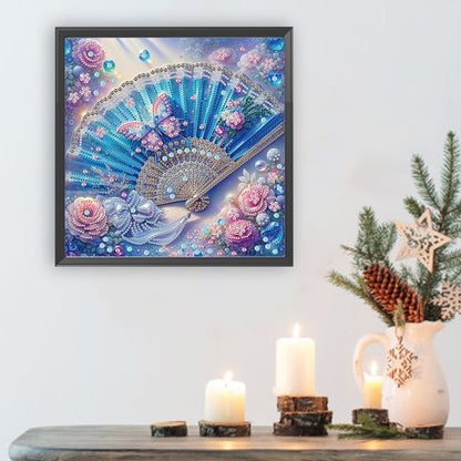 Fan And Flower - Special Shaped Drill Diamond Painting 30*30CM