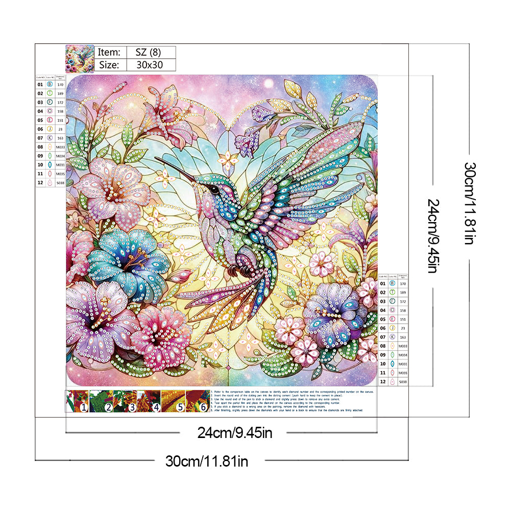 Hummingbird And Flower - Special Shaped Drill Diamond Painting 30*30CM
