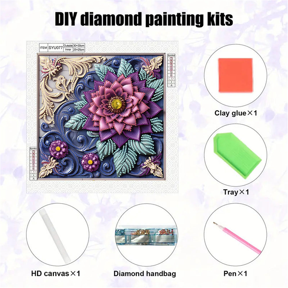 Blooming Flower - Special Shaped Drill Diamond Painting 30*30CM
