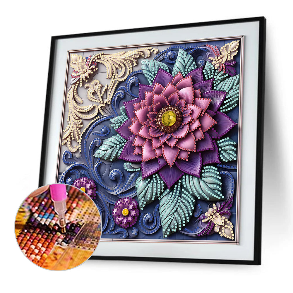 Blooming Flower - Special Shaped Drill Diamond Painting 30*30CM