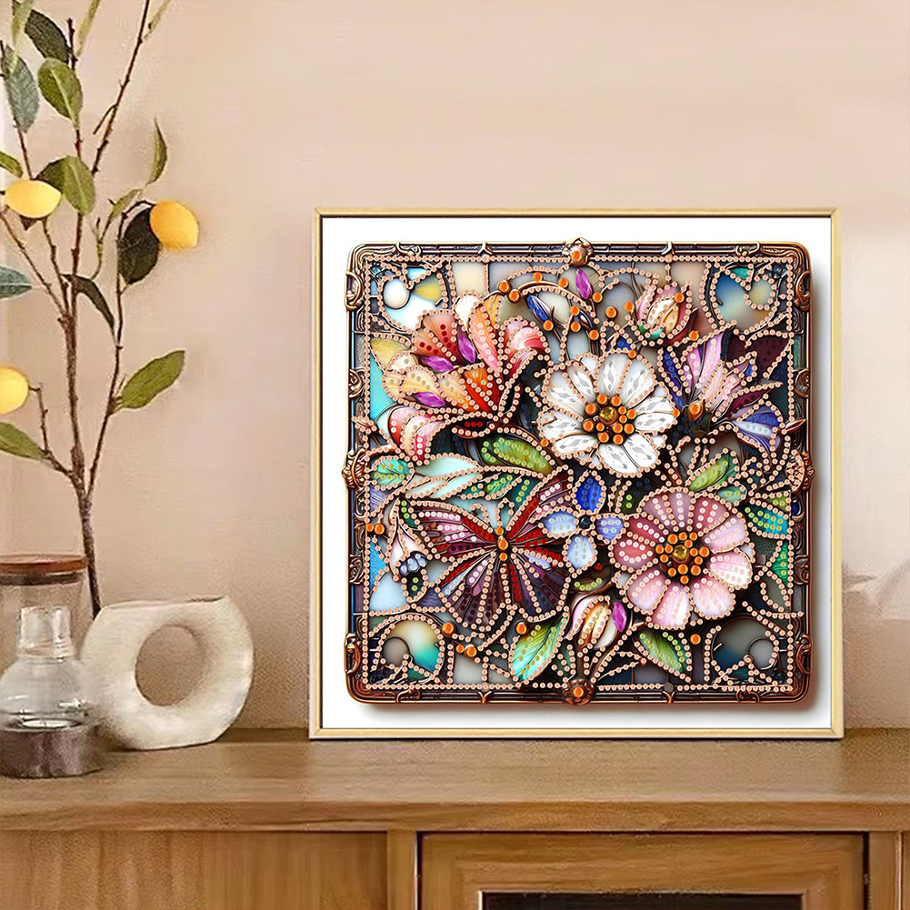 Metallic Flower - Special Shaped Drill Diamond Painting 30*30CM