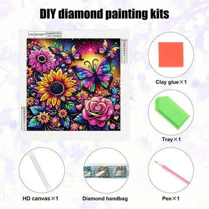 Butterfly Flower - Special Shaped Drill Diamond Painting 30*30CM