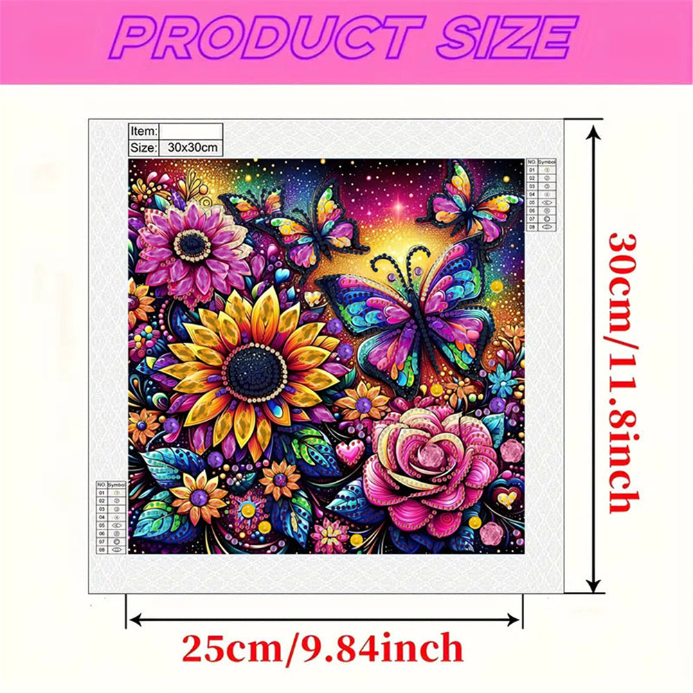 Butterfly Flower - Special Shaped Drill Diamond Painting 30*30CM