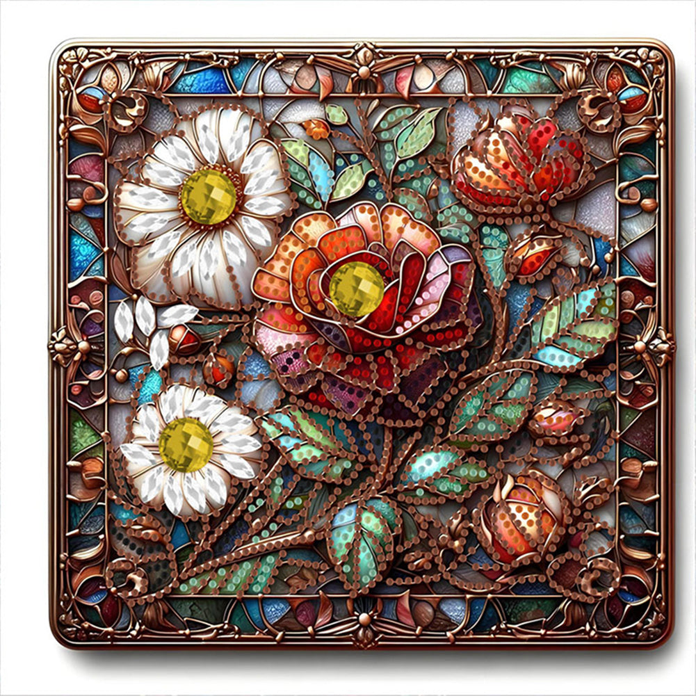 Glass Flower - Special Shaped Drill Diamond Painting 30*30CM