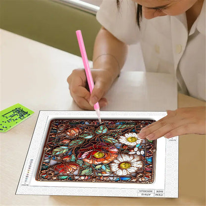 Glass Flower - Special Shaped Drill Diamond Painting 30*30CM