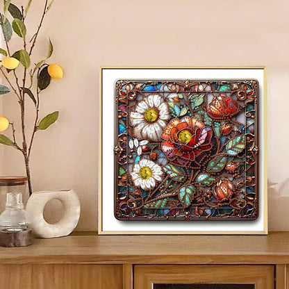Glass Flower - Special Shaped Drill Diamond Painting 30*30CM