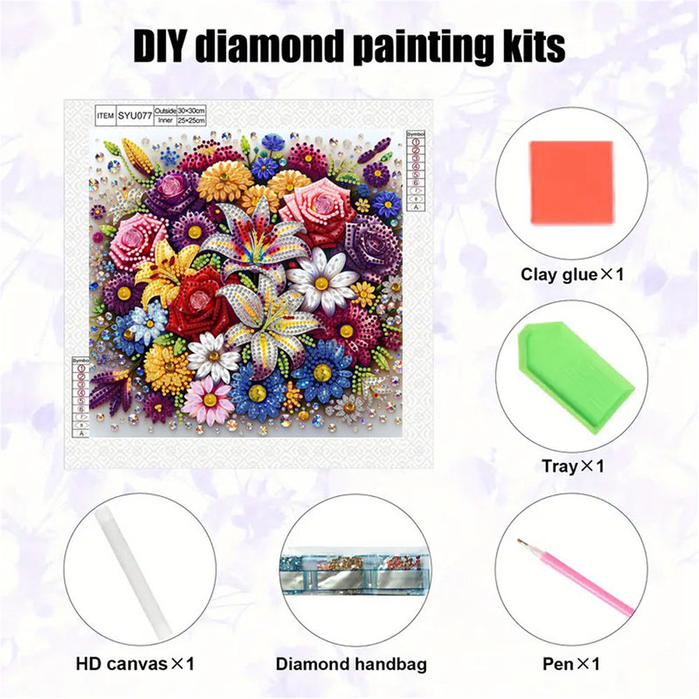 Blooming Flower - Special Shaped Drill Diamond Painting 30*30CM