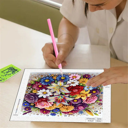 Blooming Flower - Special Shaped Drill Diamond Painting 30*30CM