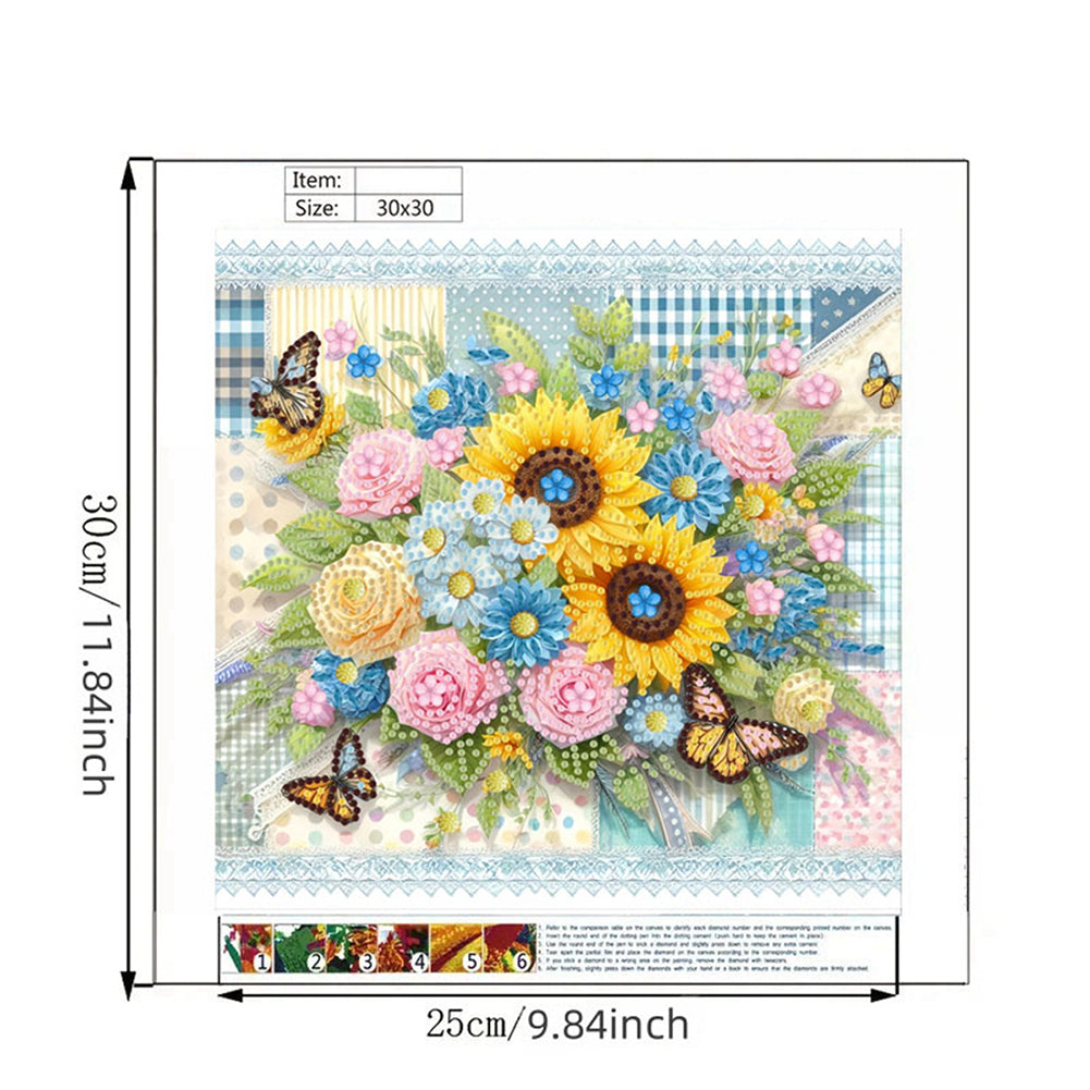 Blooming Flower - Special Shaped Drill Diamond Painting 30*30CM