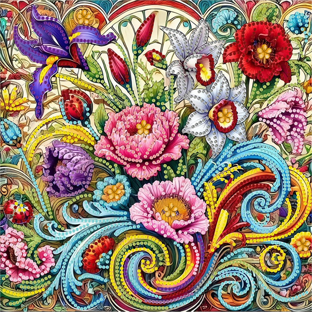 Blooming Flower - Special Shaped Drill Diamond Painting 30*30CM