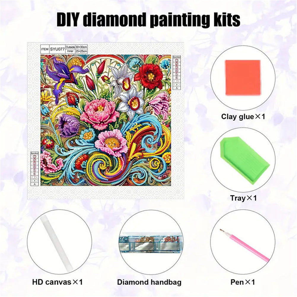 Blooming Flower - Special Shaped Drill Diamond Painting 30*30CM