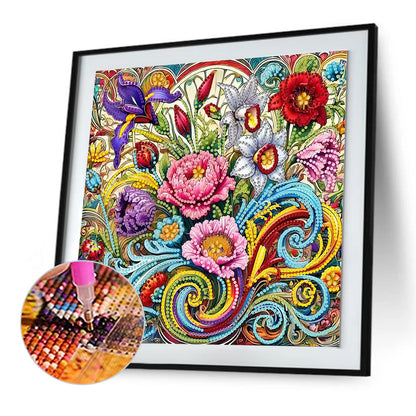 Blooming Flower - Special Shaped Drill Diamond Painting 30*30CM