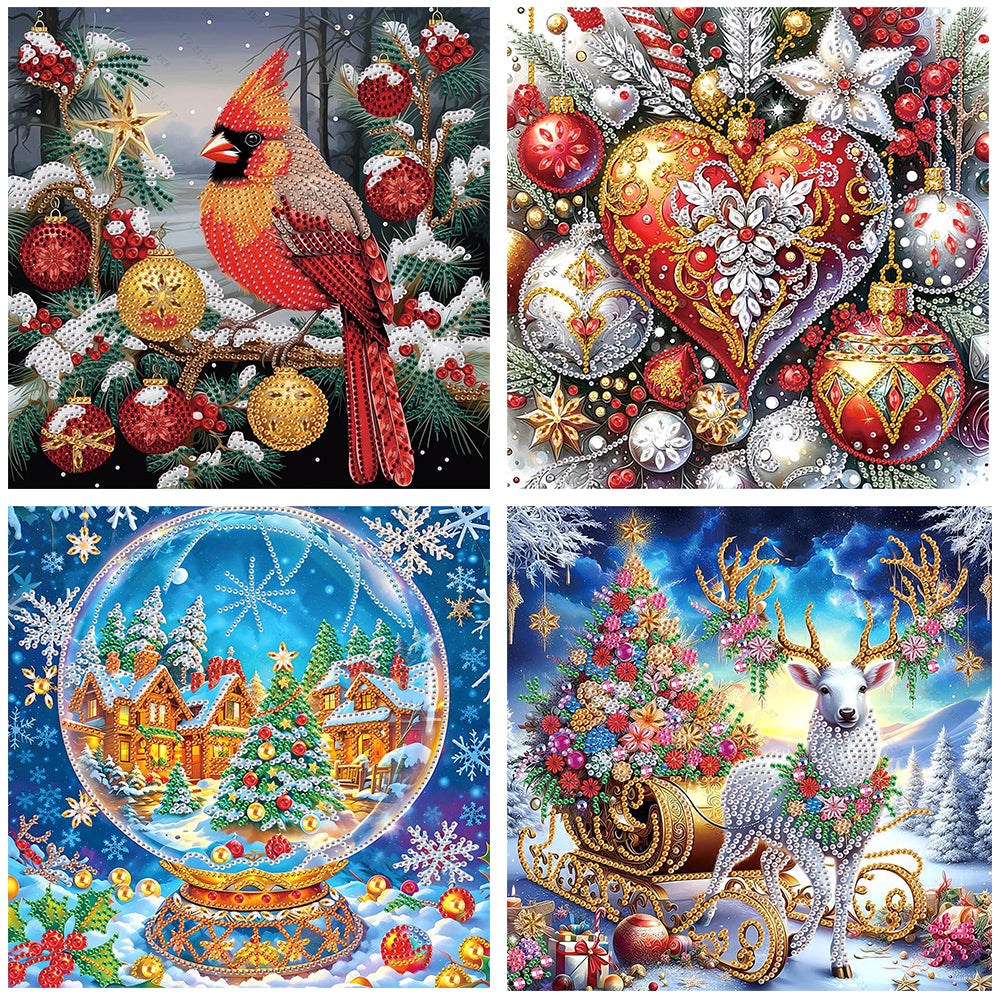 4 Pcs Christmas - Special Shaped Drill Diamond Painting 30*30CM