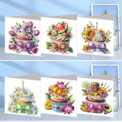 6PCS DIY Diamond Art Greeting Cards Drinks Pattern Congratulations Cards & Gifts