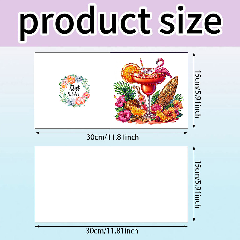 6PCS DIY Diamond Art Greeting Cards Drinks Pattern Congratulations Cards & Gifts