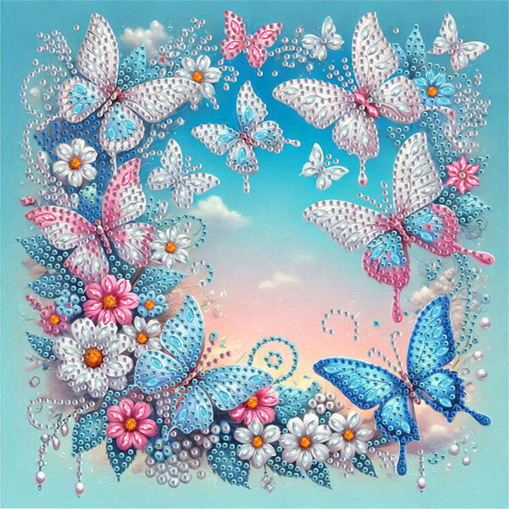 Butterfly Wreath - Special Shaped Drill Diamond Painting 30*30CM