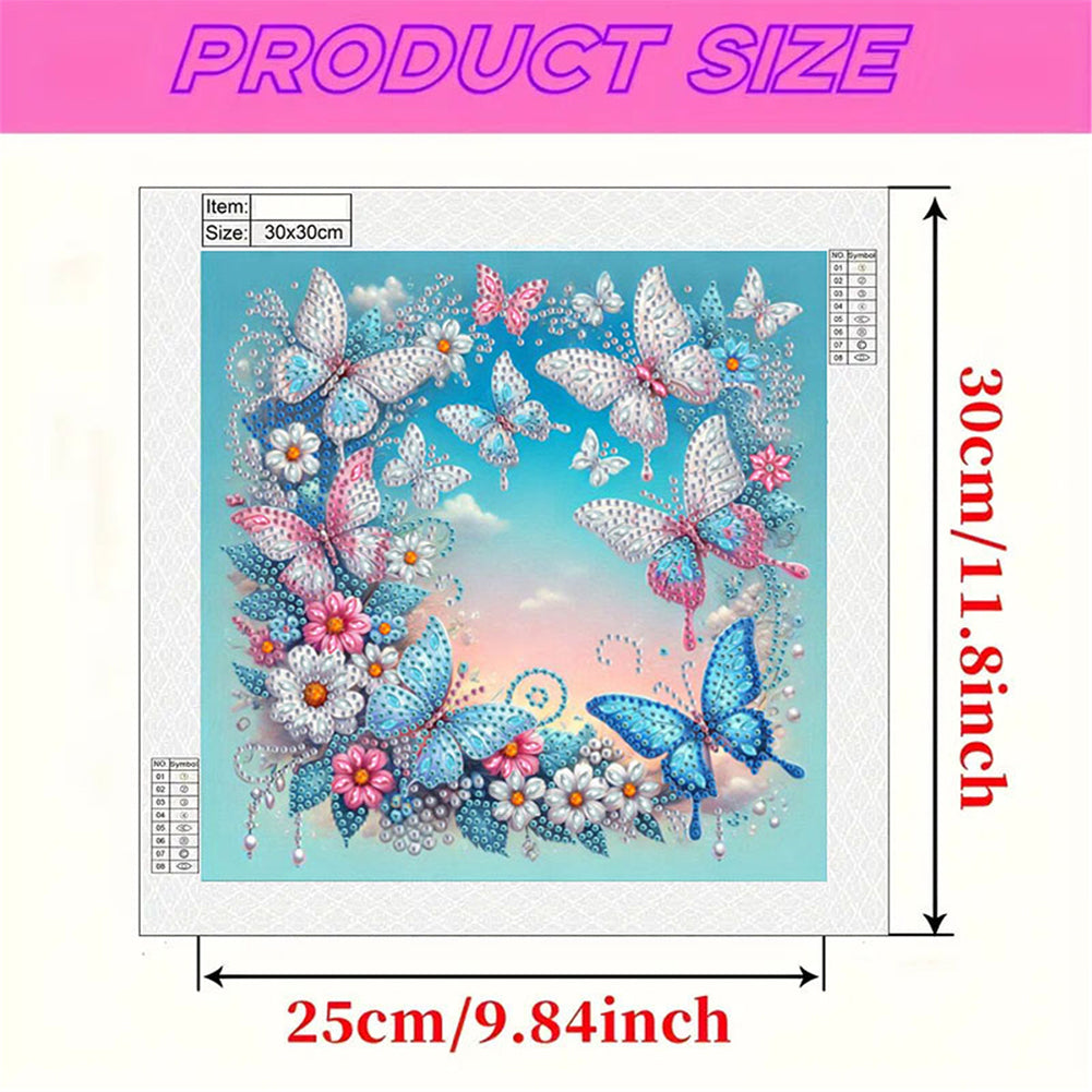 Butterfly Wreath - Special Shaped Drill Diamond Painting 30*30CM