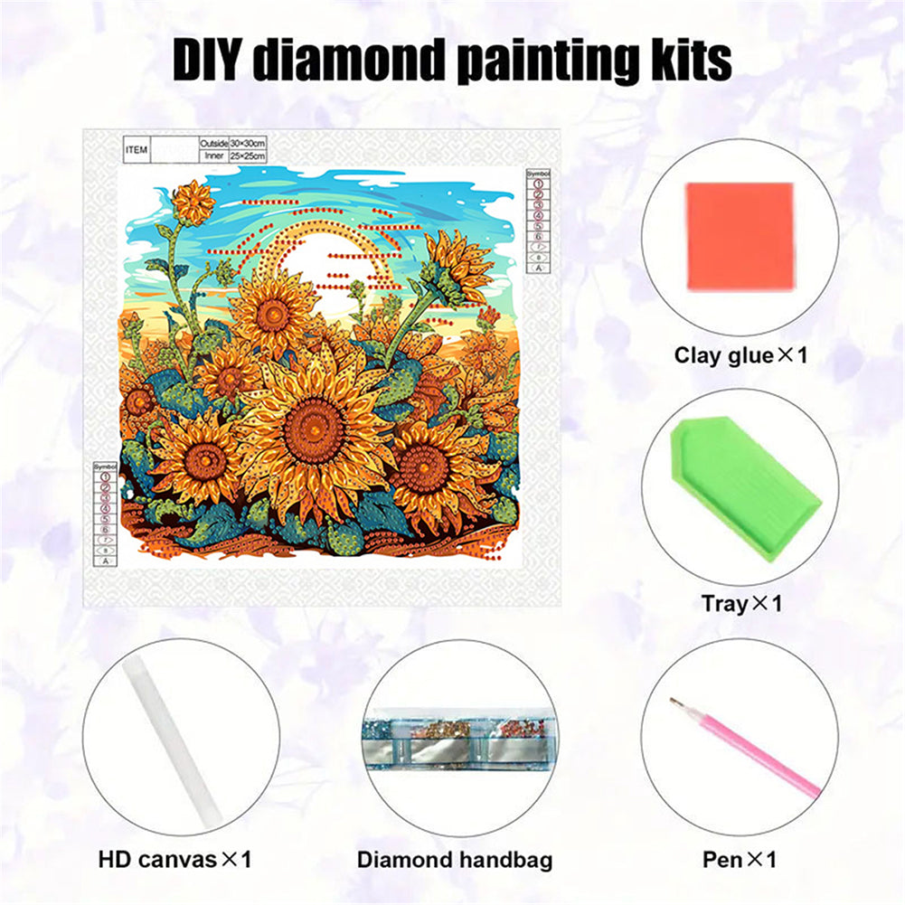 Blooming Sunflower - Special Shaped Drill Diamond Painting 30*30CM