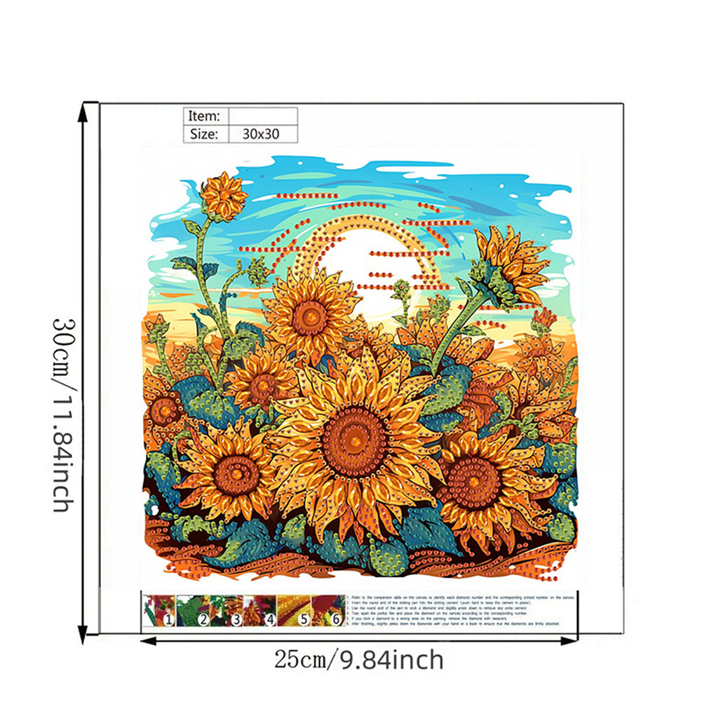 Blooming Sunflower - Special Shaped Drill Diamond Painting 30*30CM