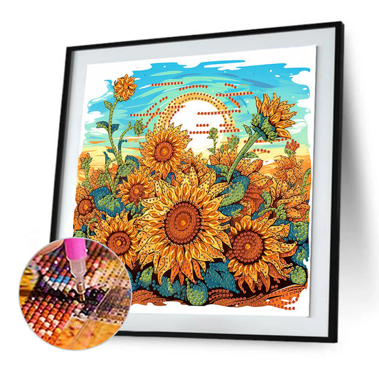 Blooming Sunflower - Special Shaped Drill Diamond Painting 30*30CM