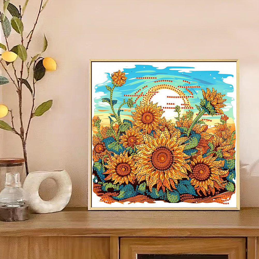 Blooming Sunflower - Special Shaped Drill Diamond Painting 30*30CM