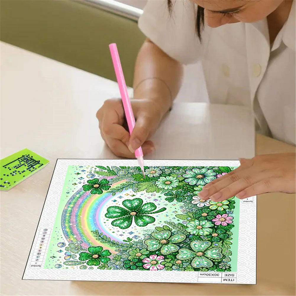 Blooming Lucky Clover - Special Shaped Drill Diamond Painting 30*30CM