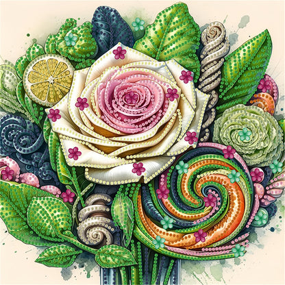 Blooming Flowers - Special Shaped Drill Diamond Painting 30*30CM