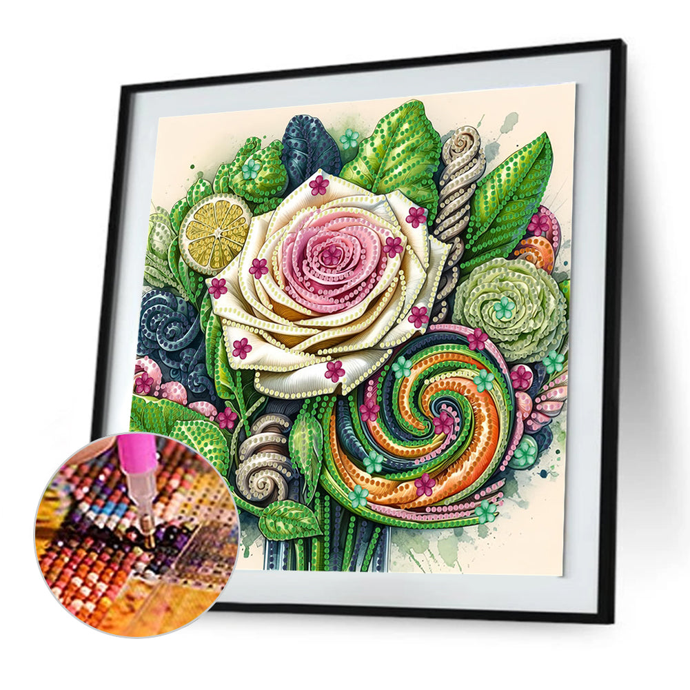 Blooming Flowers - Special Shaped Drill Diamond Painting 30*30CM
