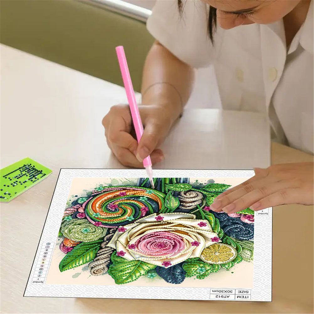 Blooming Flowers - Special Shaped Drill Diamond Painting 30*30CM