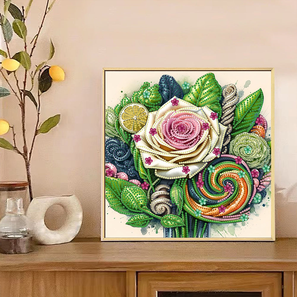 Blooming Flowers - Special Shaped Drill Diamond Painting 30*30CM