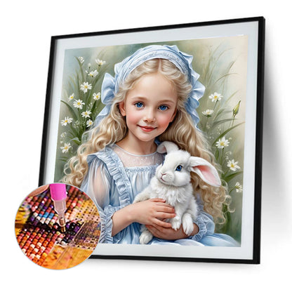 Girl And Rabbit - Full Round Drill Diamond Painting 40*40CM