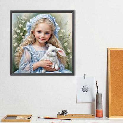 Girl And Rabbit - Full Round Drill Diamond Painting 40*40CM