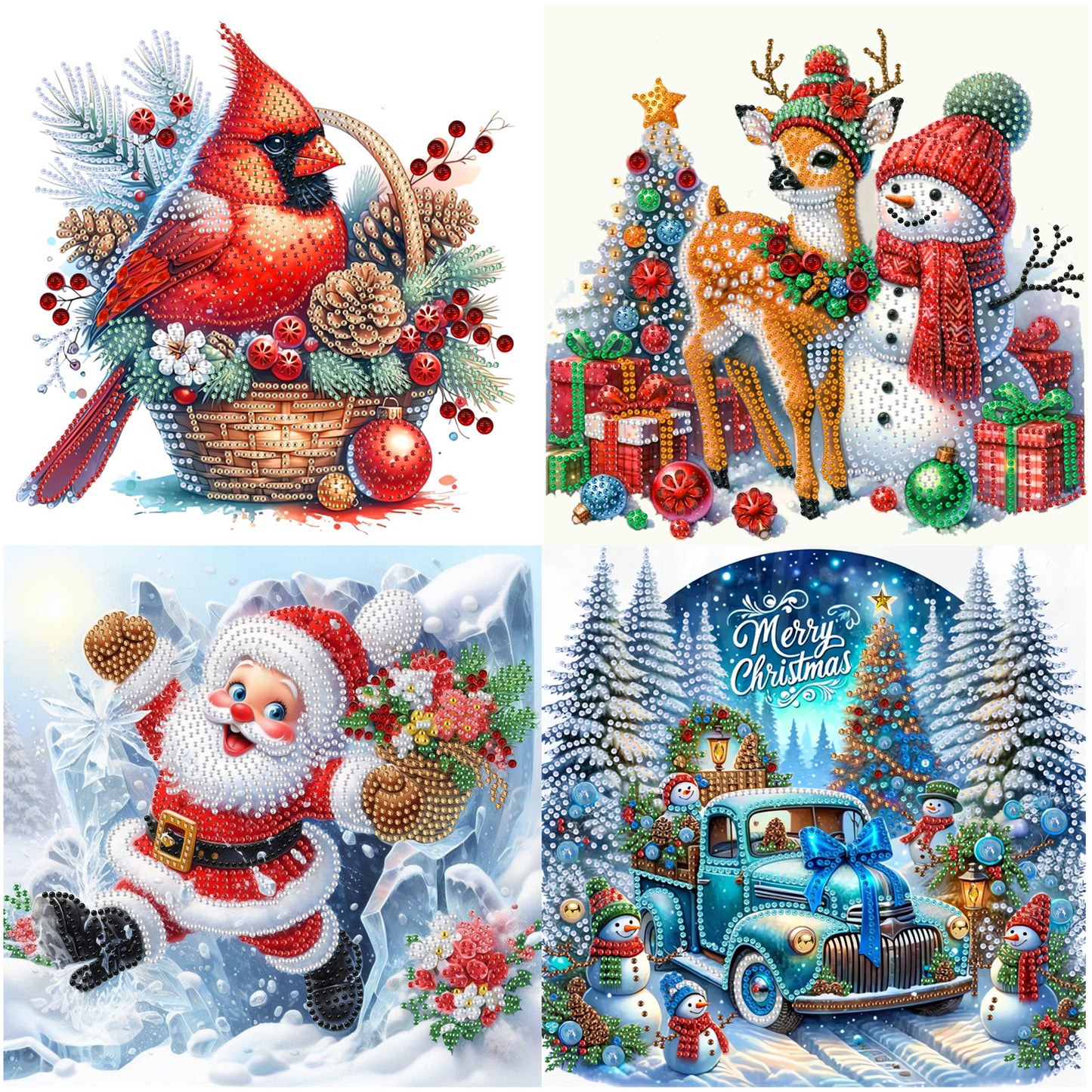4 Pcs Christmas - Special Shaped Drill Diamond Painting 30*30CM