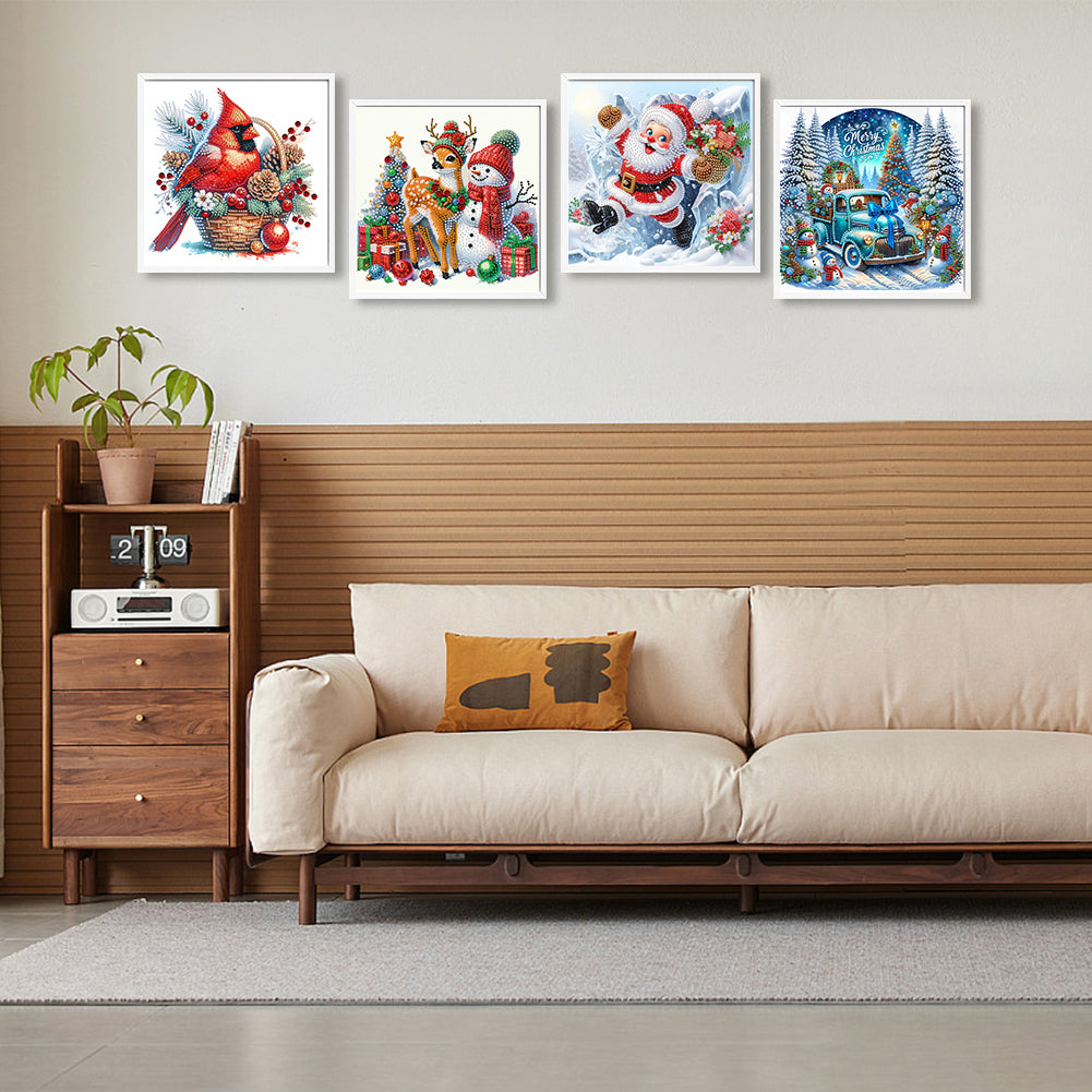 4 Pcs Christmas - Special Shaped Drill Diamond Painting 30*30CM