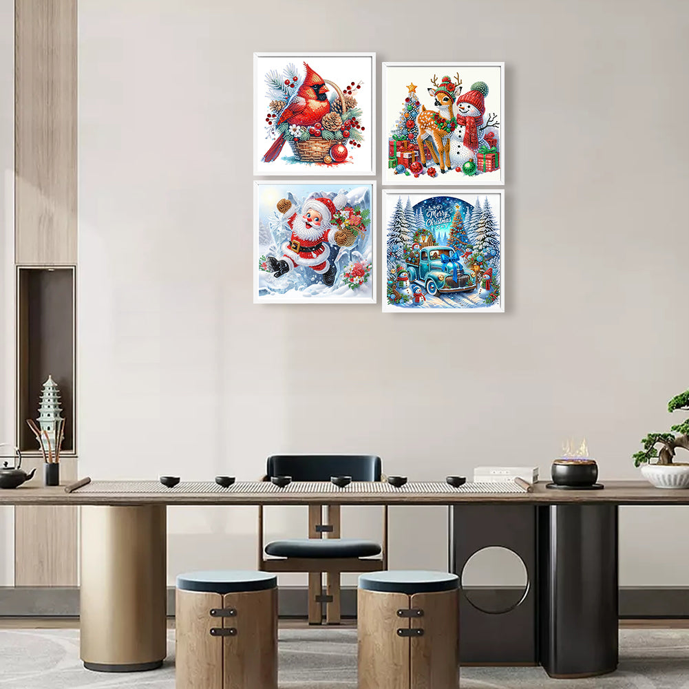 4 Pcs Christmas - Special Shaped Drill Diamond Painting 30*30CM