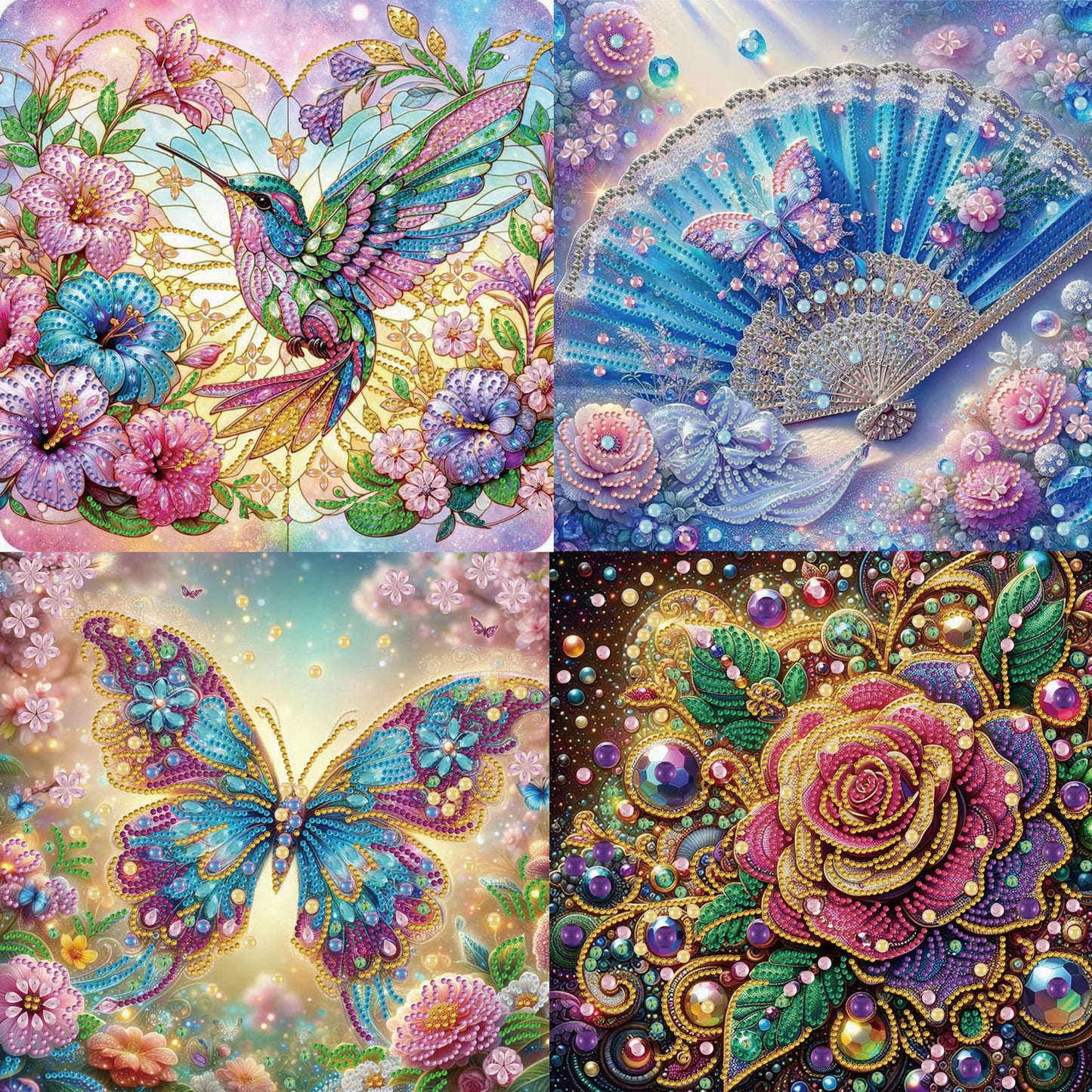 4 Pcs Flower And Bird - Special Shaped Drill Diamond Painting 30*30CM