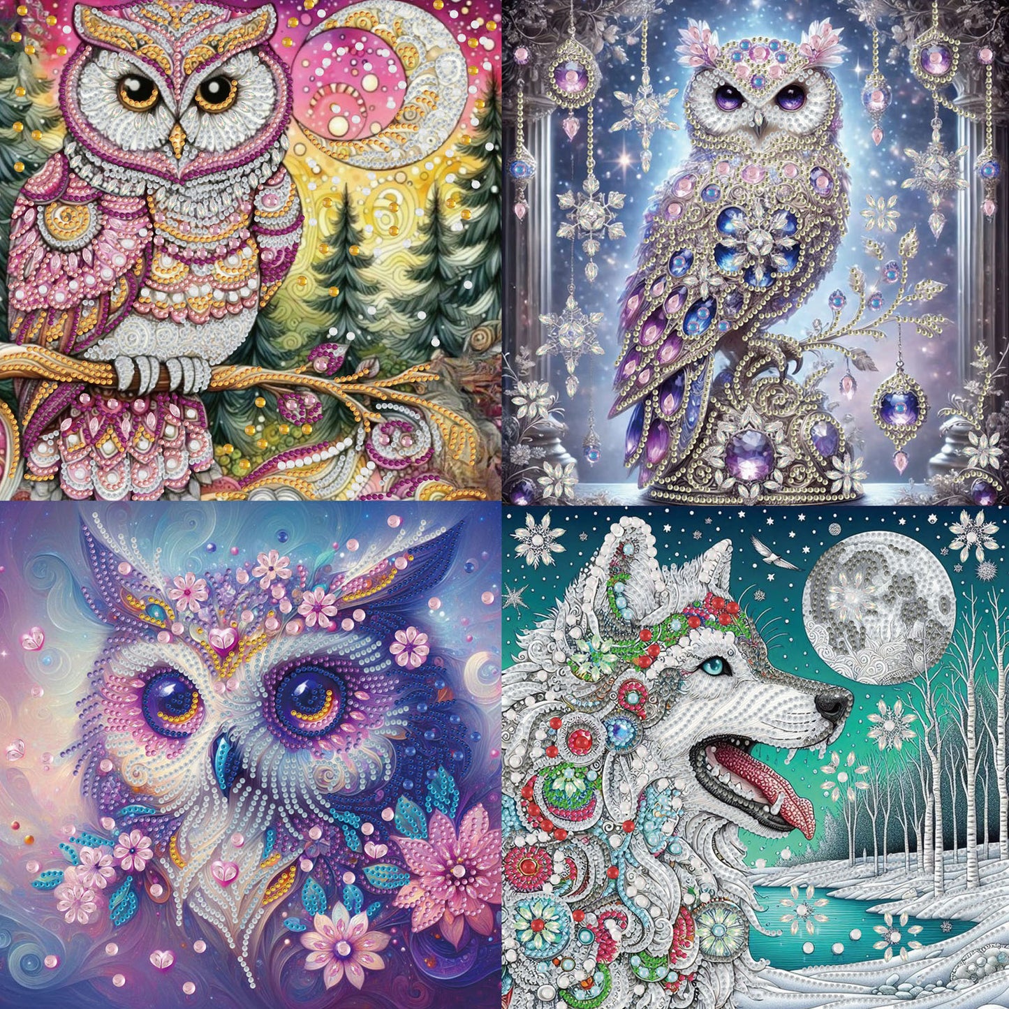 4 Pcs Animal - Special Shaped Drill Diamond Painting 30*30CM