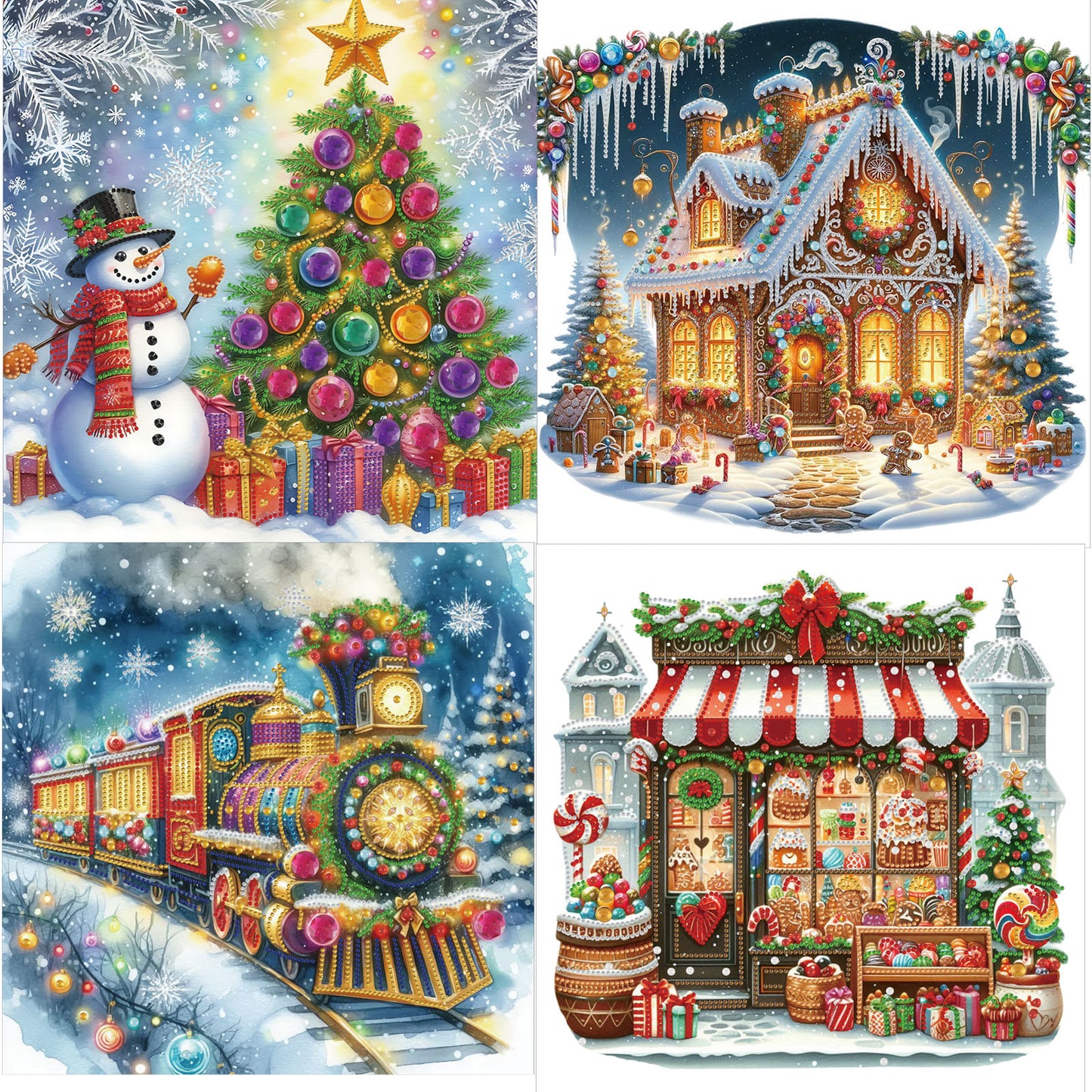 4 Pcs Christmas - Special Shaped Drill Diamond Painting 40*40CM