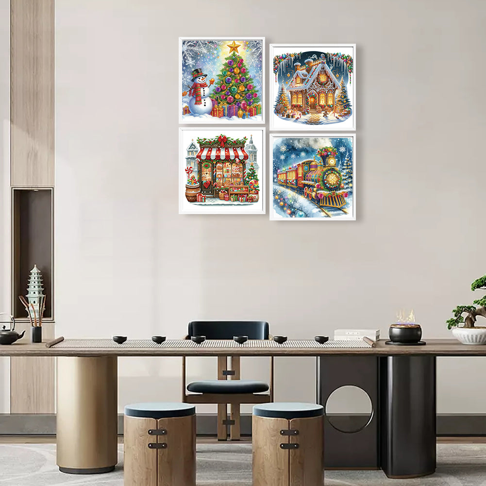 4 Pcs Christmas - Special Shaped Drill Diamond Painting 40*40CM