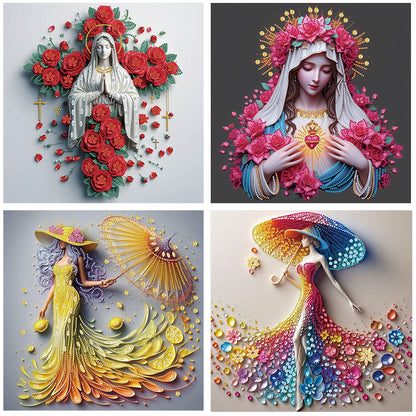 4 Pcs Girl - Special Shaped Drill Diamond Painting 40*40CM