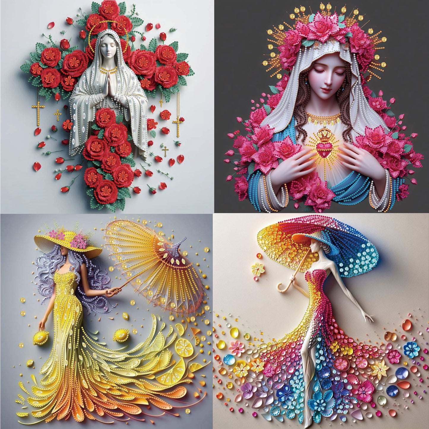4 Pcs Girl - Special Shaped Drill Diamond Painting 40*40CM