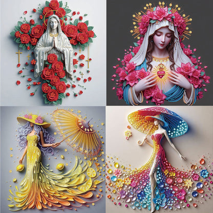 4 Pcs Girl - Special Shaped Drill Diamond Painting 40*40CM